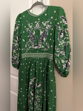 Max Studio Green Floral Long-Sleeve Midi Dress